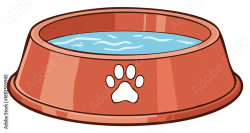 Cartoon Pet Water Bowl Freshly Filled with Cool Refreshing Liquid
