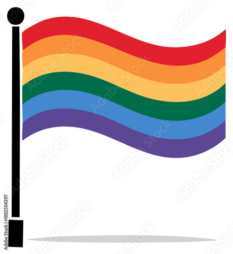 LGBTQ+ Pride Flag Illustration, Rainbow Symbol Vector