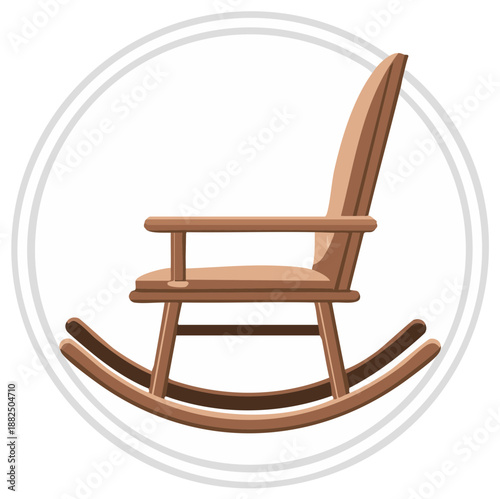 Classic wooden rocking chair icon in a circle