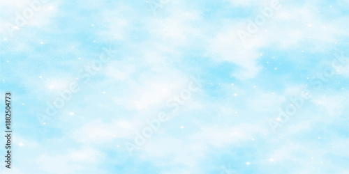 Beautiful abstract blue winter background featuring fluffy white clouds in a bright sunny sky for a natural high-altitude summer day