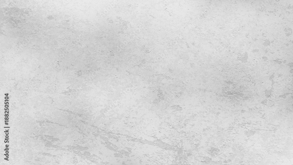 Fototapeta premium コンクリートや漆喰、石壁や土壁、または塗装された壁などの表面が風化や経年劣化などで掠れや剥がれ、傷がある状態をイメージした画像素材 背景・テクスチャー 16:9・8K UHDサイズ（7680 x 4320）ライトグレー・灰色・ホワイト系