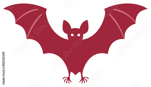 Spooky Crimson Bat Flying Creature with Outstretched Wings and Bright Eyes