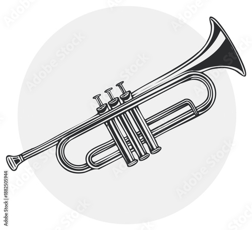 Classic Trumpet Musical Instrument Illustration Vector Graphic Design Jazz Brass Wind