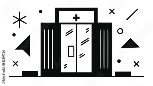 A collection of four distinct door styles, showcasing various designs and materials..eps