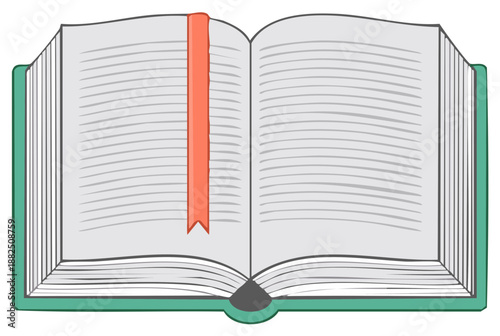 Opened Book with Ribbon Bookmark, Reading, Education, Learning, Literary, Knowledge, Information, School, Study