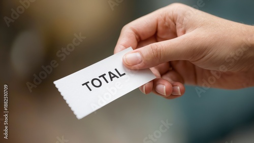 Hand Holding Receipt Showing Total Amount Payment and Checkout Concept