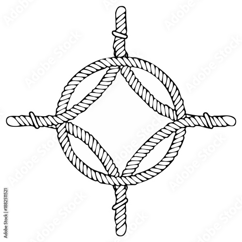 Rope knot design illustration with circular and square motifs for nautical graphic elements