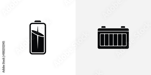 Black and white battery and car battery electric