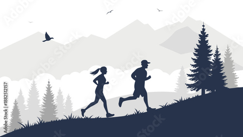Running Runners Silhouette Vector Illustration