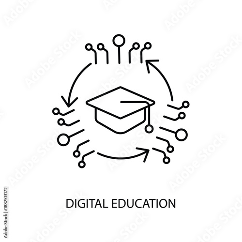 digital education concept line icon. Simple element illustration. digital educationy concept outline symbol design.