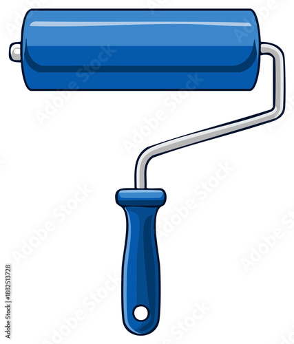 Vibrant blue paint roller with metal handle and comfortable grip for home improvement