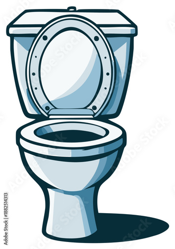 Classic White Ceramic Toilet with Open Lid and Seat