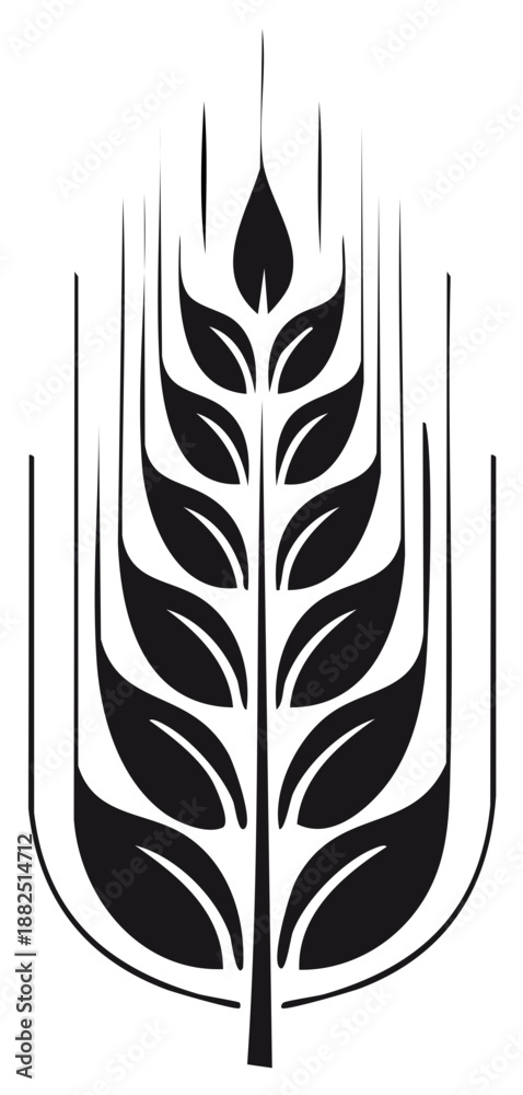 Obraz premium Graphic illustration of a stylized wheat plant in black and white