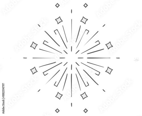 Illustration of a starburst design with diamond shapes in grey color.