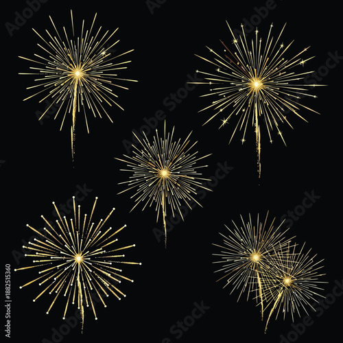 Colorful fireworks lighting up the night sky on a black background