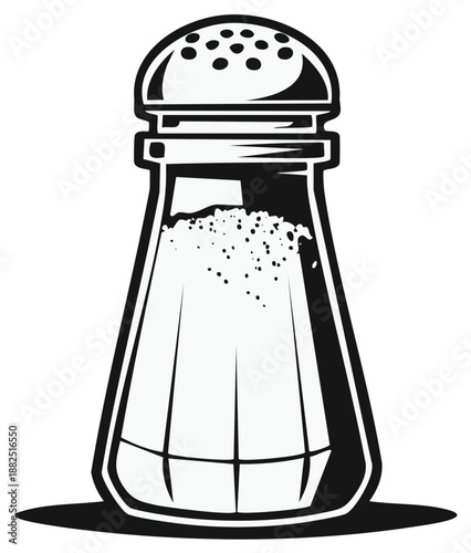 Salt shaker illustration in black and white