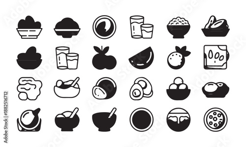 Middle eastern food and dishes for iftar suhoor glyph icon collection