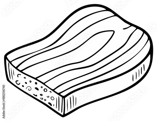 Illustration of a Clean Sponge for Washing Dishes or Surfaces with Porous Texture