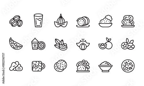 Healthy food icons set thin line modern minimalistic art collection