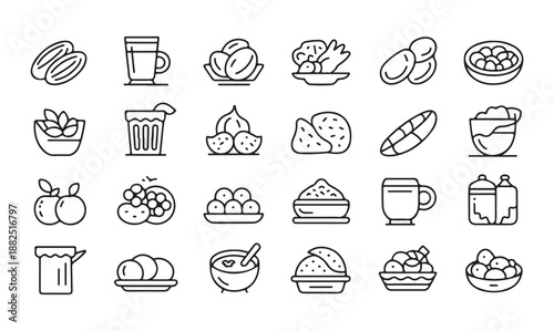 Food icons set simple thin line art modern editable vector collection
