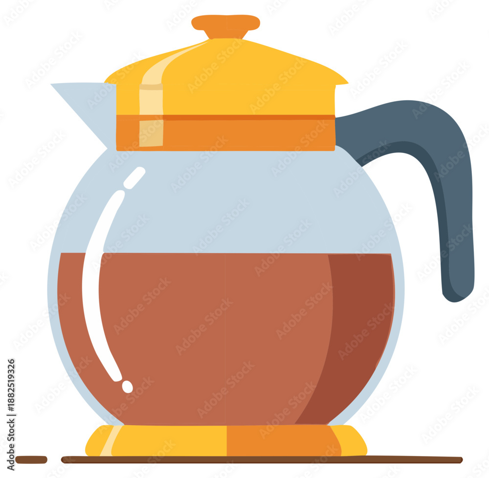 Obraz premium Illustration of a glass coffee carafe filled with hot brown coffee with orange lid