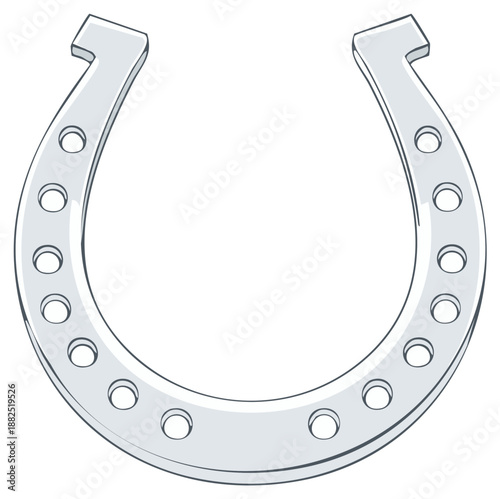 Clean vector illustration of a shiny silver horseshoe an emblem of luck and equestrian tradition