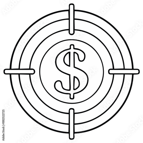 Dollar sign in crosshairs targeting finance and investment goals