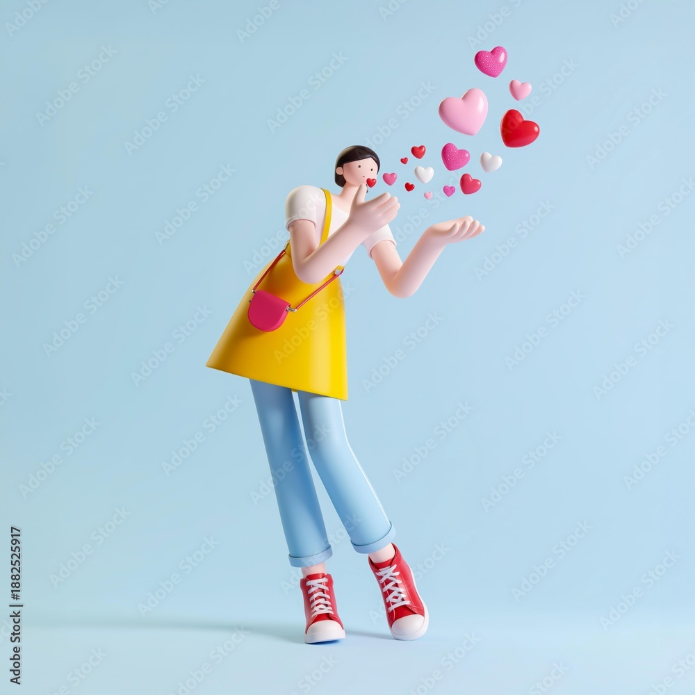 Fototapeta premium 3D 사랑과 교감의 캐릭터 컨셉 