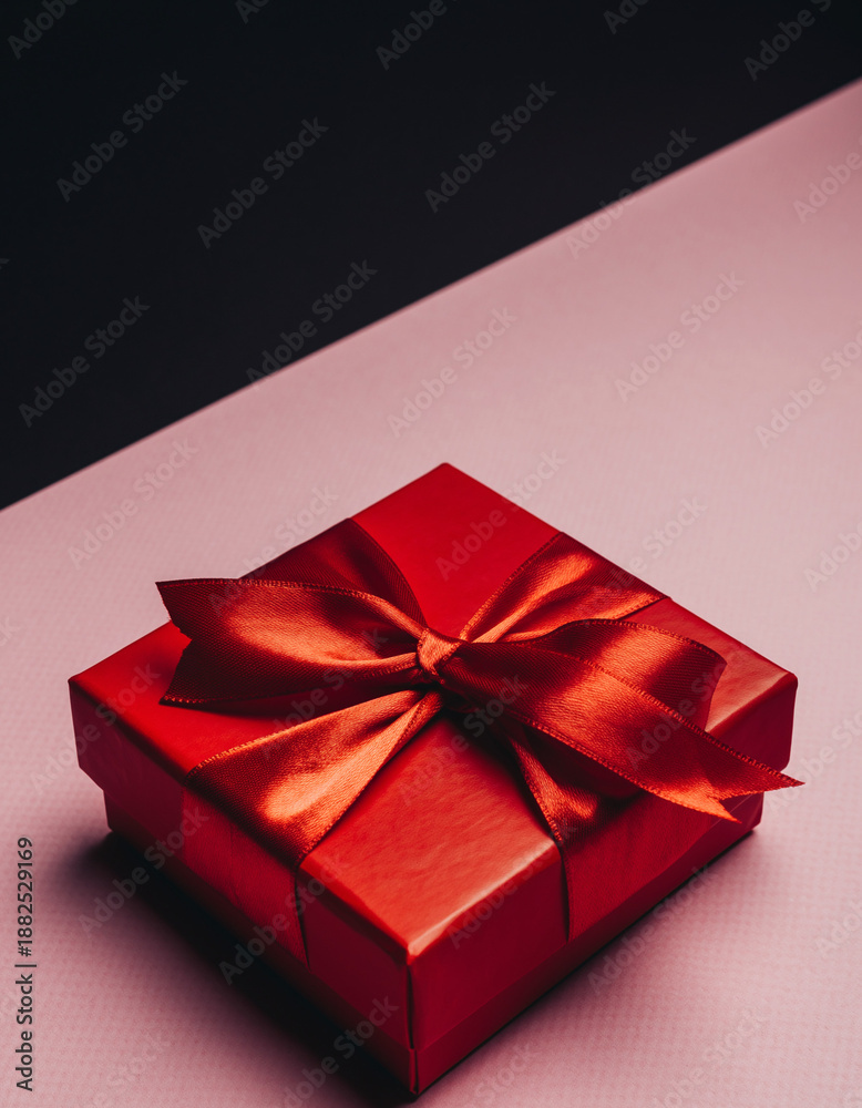 custom made wallpaper toronto digitalRed gift box with ribbon on pink background