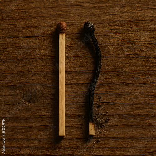 matches on a wooden background