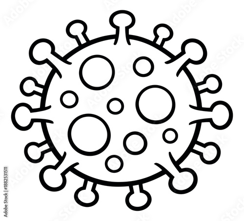 Hand drawn line art illustration of a coronavirus depicting an infectious disease for global health awareness