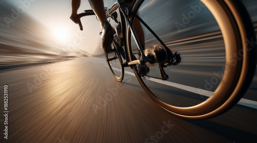 Tour Down Under, Professional road cyclist racing at sunrise during Tour Down Under Australia