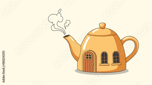 Minimalist illustration of a white house with two oversized megaphones on the roof, with a red figure and speech bubble standing nearby.