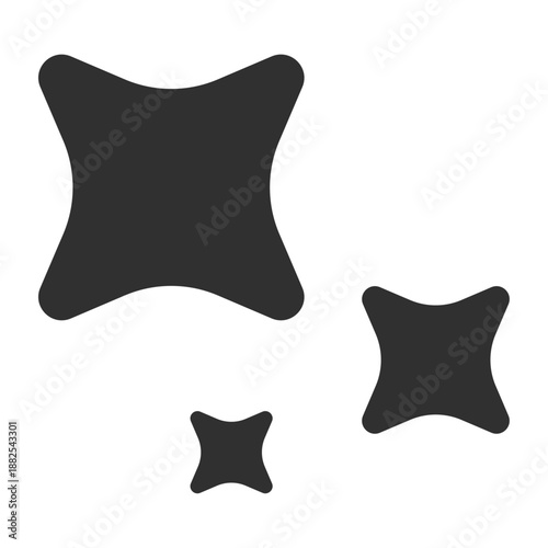 AI generative sparkles group icon. Symbol of AI capability, multiple smart features, and automated magic enhancements. Minimalist bold line vector for modern digital software.