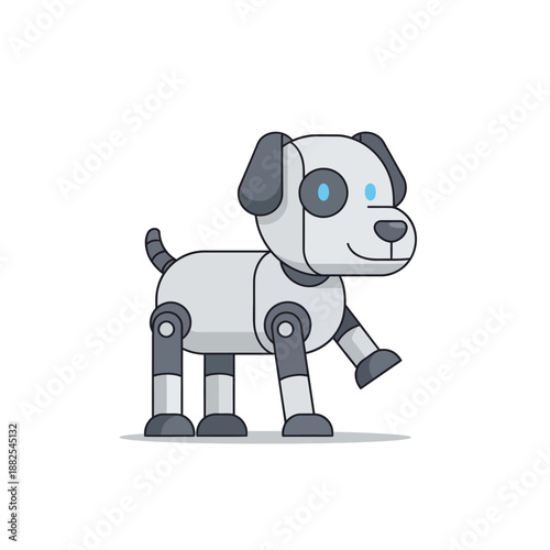 Cute robot dog walking, futuristic pet, AI companion, technology, clean illustration