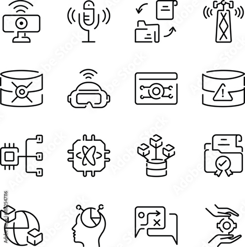 Pack of Innovation and Computing Line Style Icons