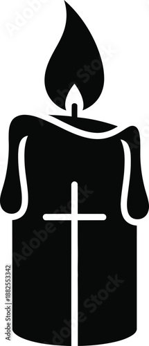 Easter sunday symbolism black candle with cross representing resurrection and hope