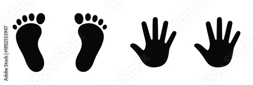 Childs foot and hand prints icon vector design for baby care parenting childhood memory and family graphic use