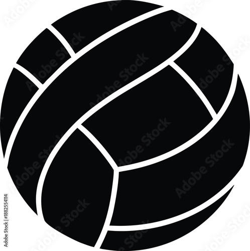 Black silhouette of a volleyball vector icon, Black and White Volleyball Icon illustration