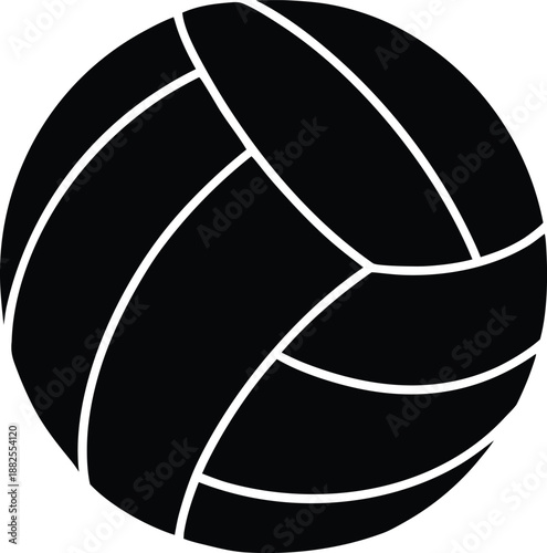 Black silhouette of a volleyball vector icon, Black and White Volleyball Icon illustration