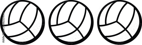 Volleyball balls outline icon set, Set of unique line art volleyballs with different patterns, vector illustration