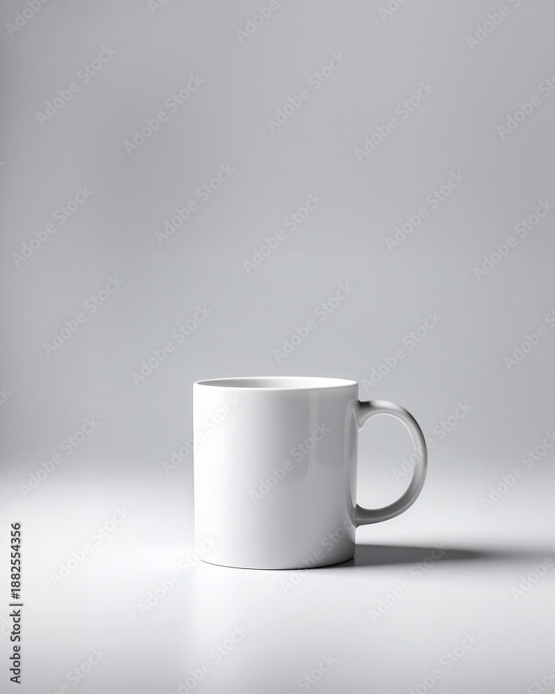 Obraz premium White cup on white background.