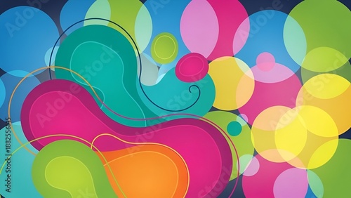 Abstract Colorful Background with Bubbles and Organic Shapes in vibrant colors