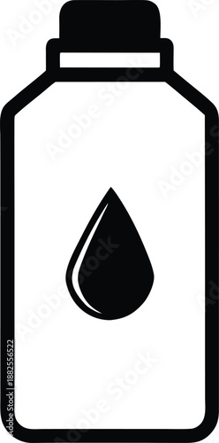 Water Bottle Icon with Drop Symbol, A bottle of drinking water or bottled water beverage line art vector icon illustration