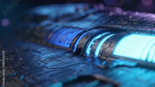 Futuristic circuit board with neon light