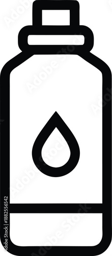 Water Bottle Icon with Drop Symbol, A bottle of drinking water or bottled water beverage line art vector icon illustration
