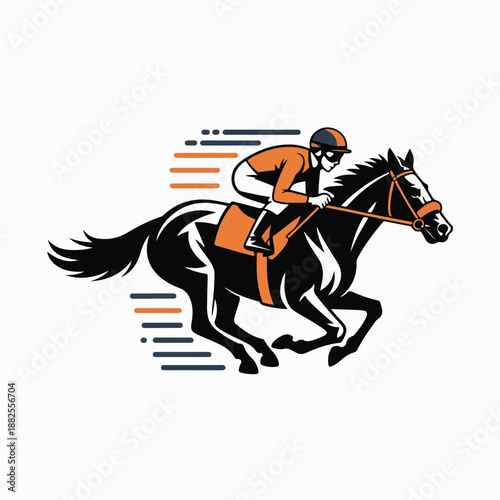 Racehorse & Jockey Logo – Dynamic Running Horse Silhouette
