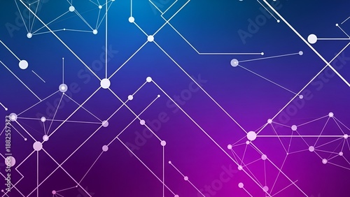 Abstract illustration of connected lines and dots on a gradient background