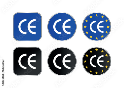 European Conformity CE Symbols Icon Set for Product Certification