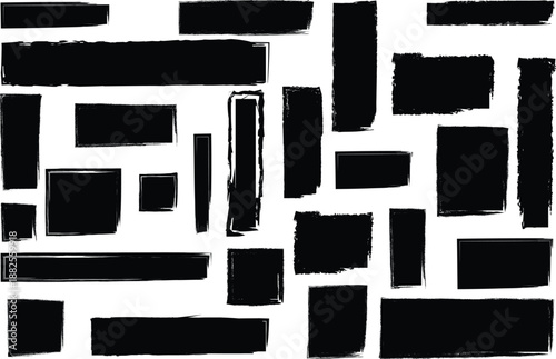 Abstract art with expressive brush strokes and geometric shapes in black and white